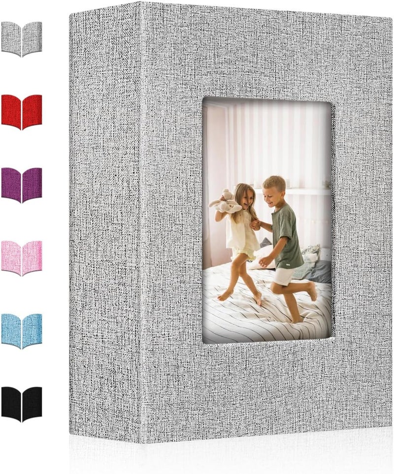 EJBLFE Photo Album 4x6,Linen Cover Slide-in Photo Album Book Can Holds 200 4x6 Photos with 50 Black Sheets for Baby Family Pictures Artwork or Postcards Storage (Gray) - Image 1